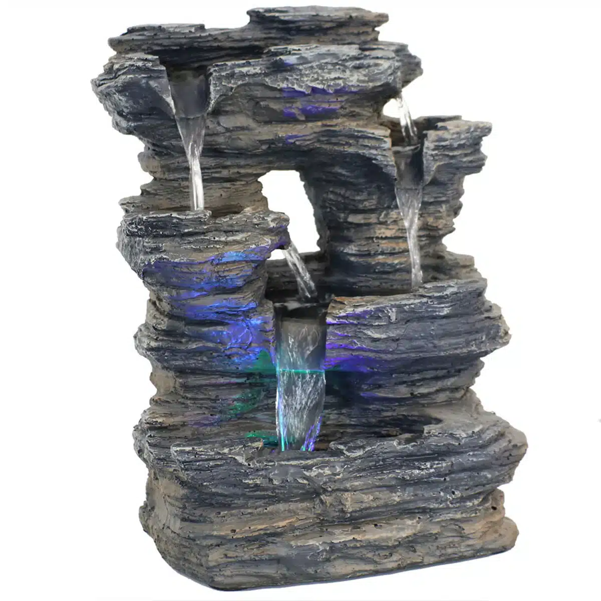 Five Stream Rock Cavern Indoor Tabletop Water Fountain with LED Lights2