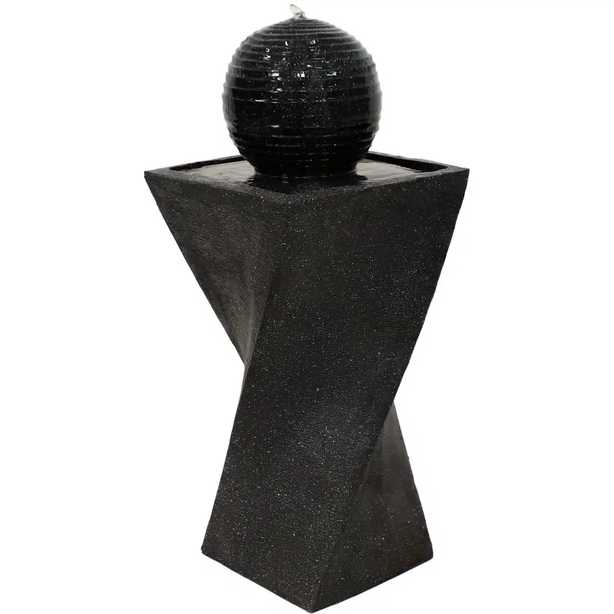 Black Ball Solar Water Fountain with Battery Backup and LED Light