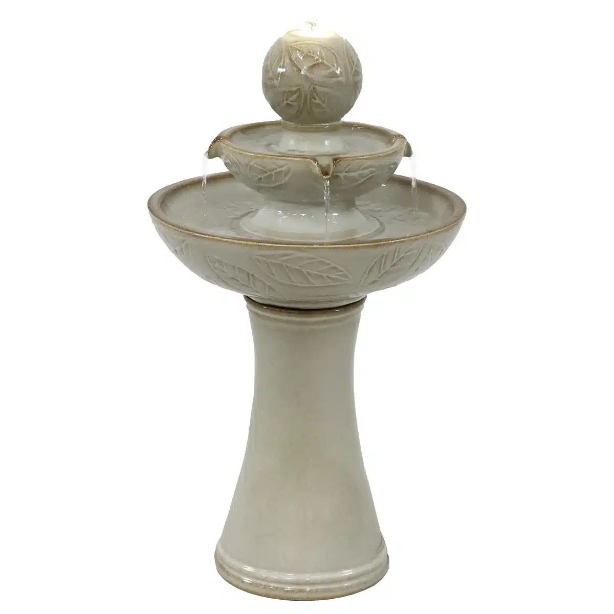 Gentle Glow 2-Tier Ceramic Outdoor Fountain