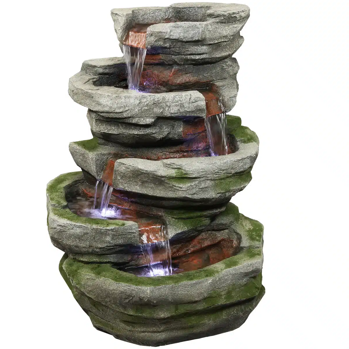 Cobblestone Rock Waterfall Fountain with LED Lights