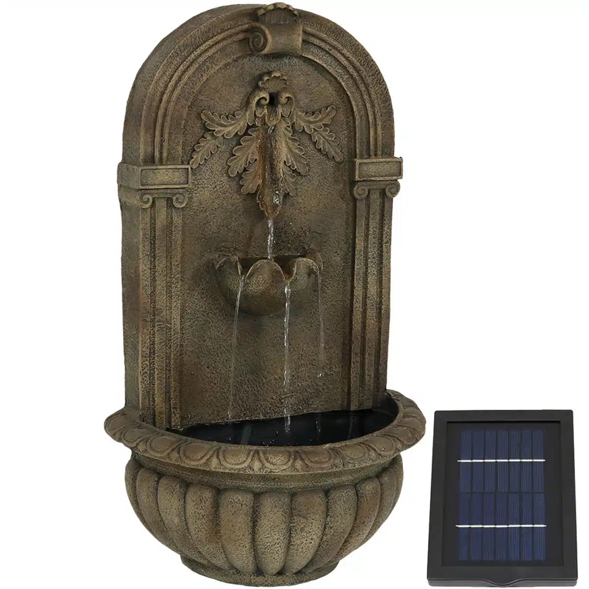Florence Solar Outdoor Wall Fountain Florentine Stone