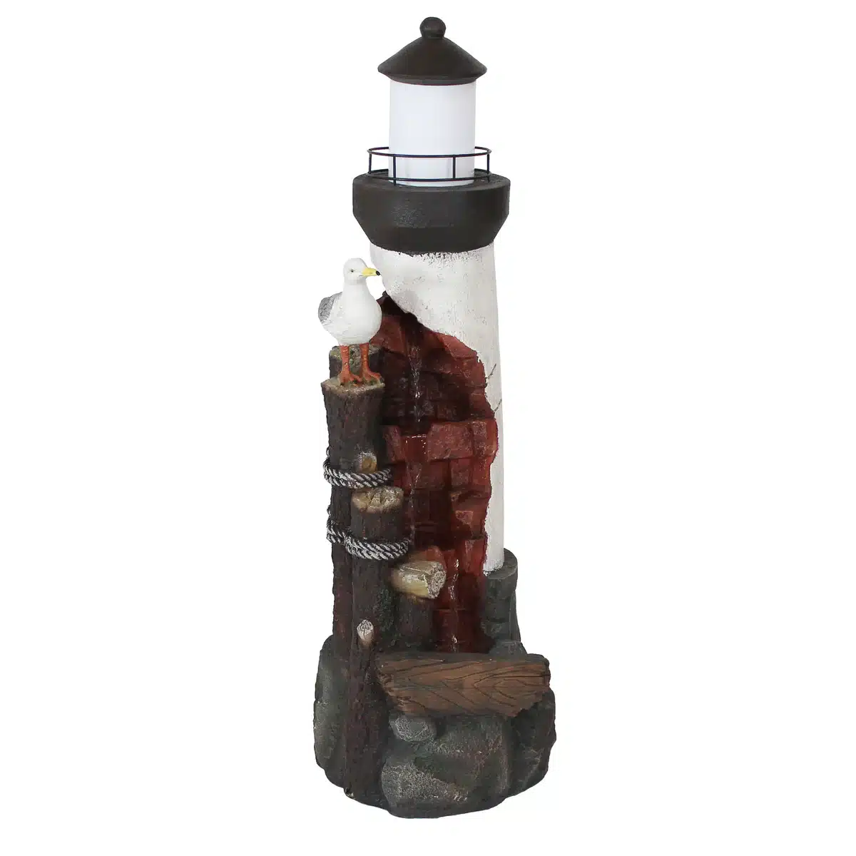 Gull’s Cove Outdoor Lighthouse Fountain with LED Light