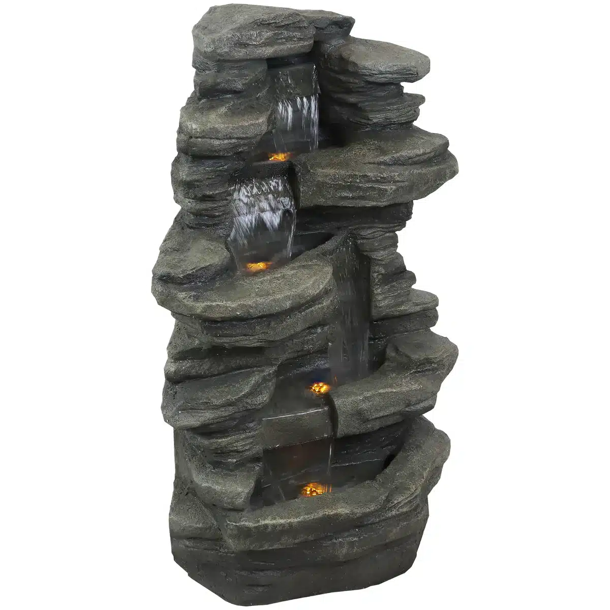 Stacked Shale Outdoor Rock Waterfall Fountain with LED