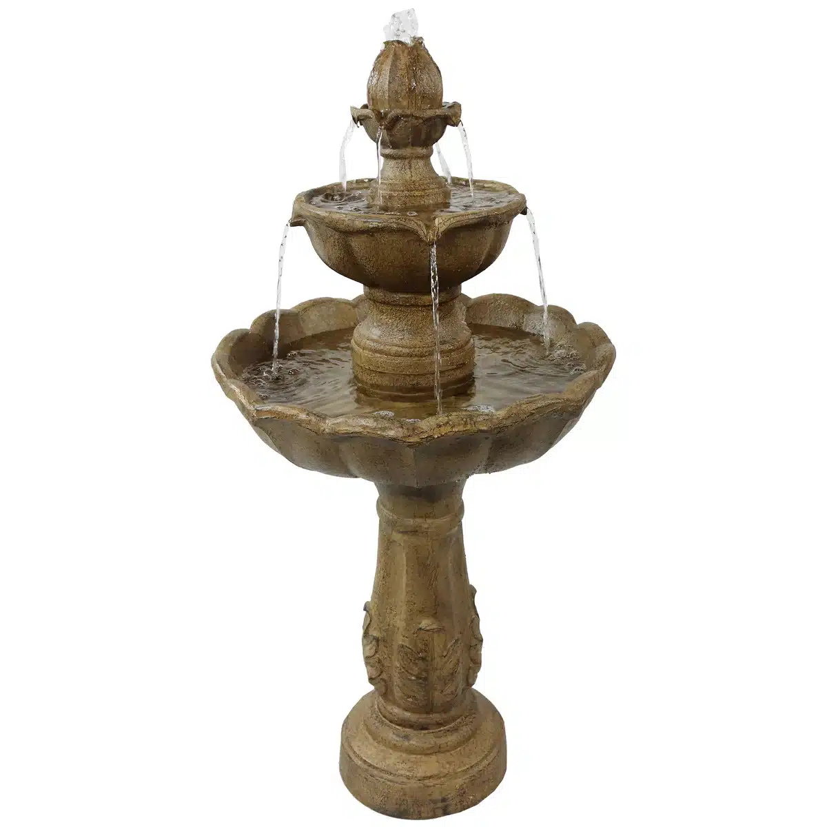 2-Tier Blooming Flower Outdoor Water Fountain