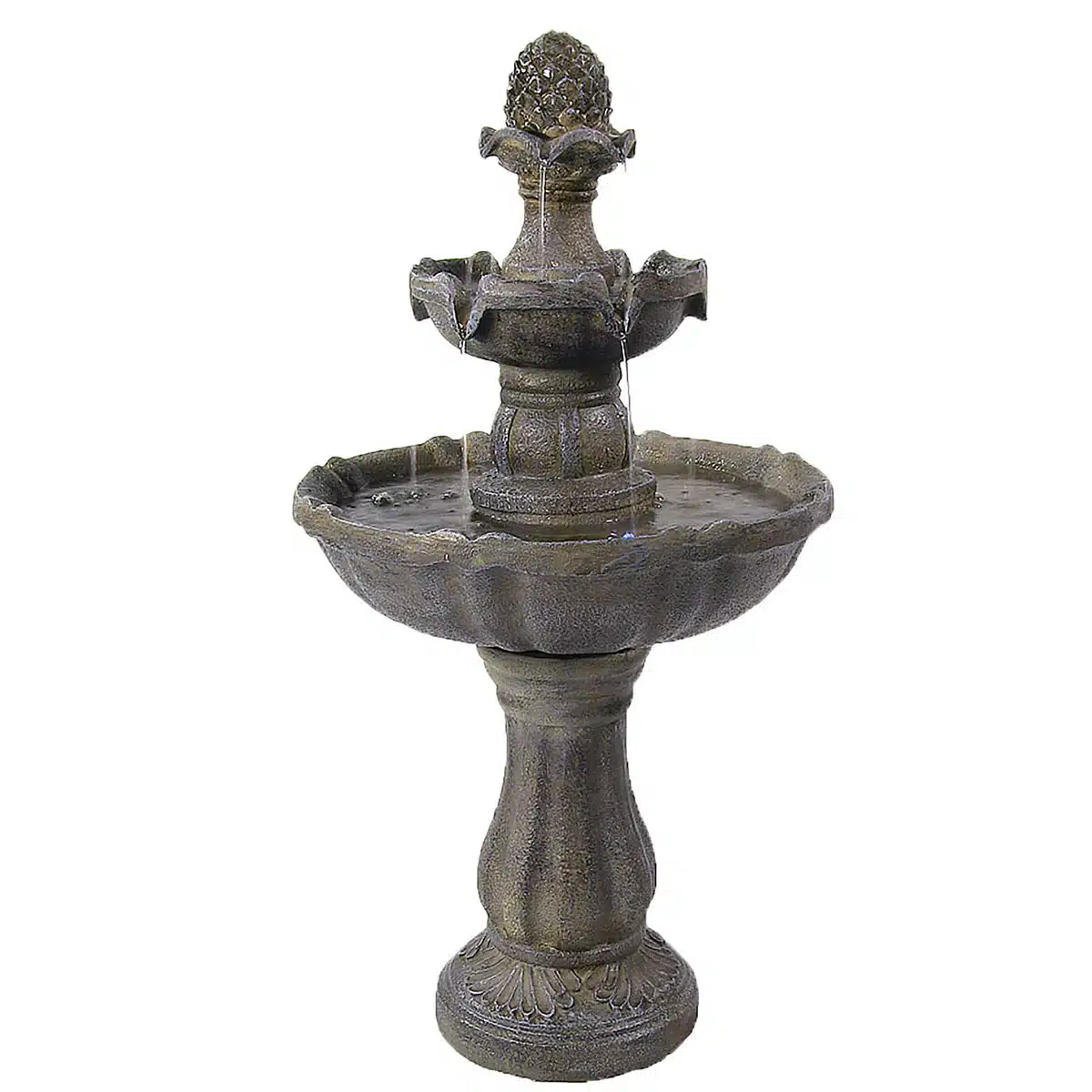 2-Tier Pineapple Solar Fountain with Battery Backup 33