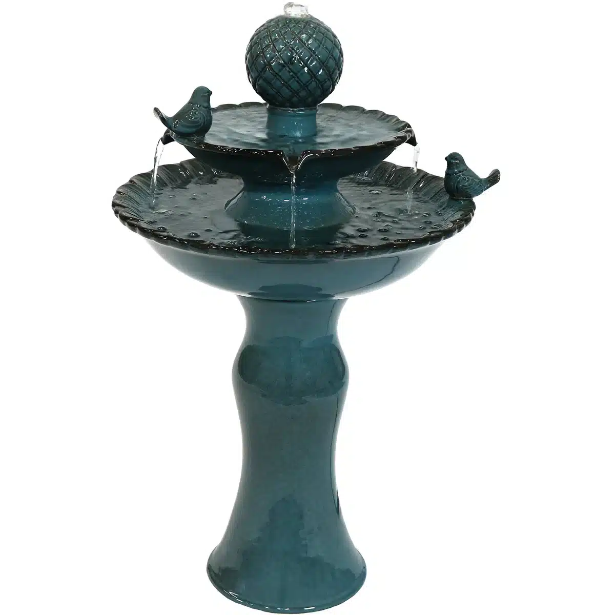 Resting Birds Ceramic 2-Tiered Outdoor Water Fountain