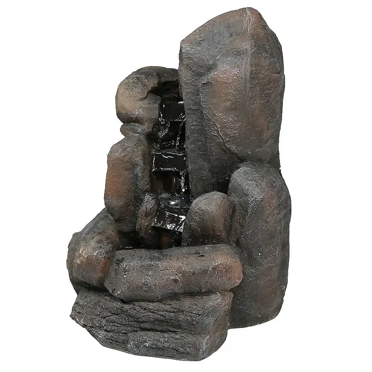 Rock Falls Solar Outdoor Water Fountain with Battery Backup