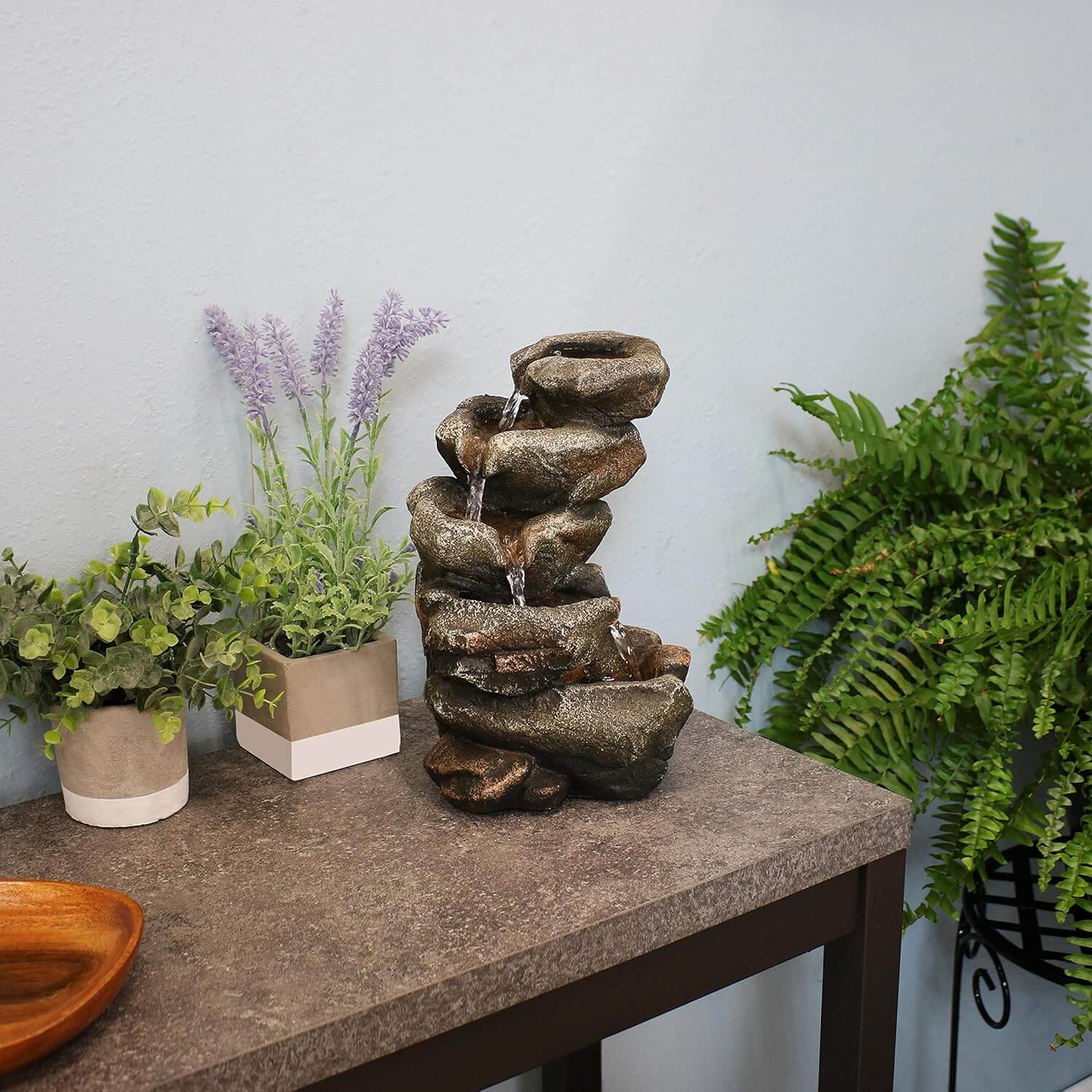 Rocky Falls Indoor Tabletop Water Fountain with LED Light 3