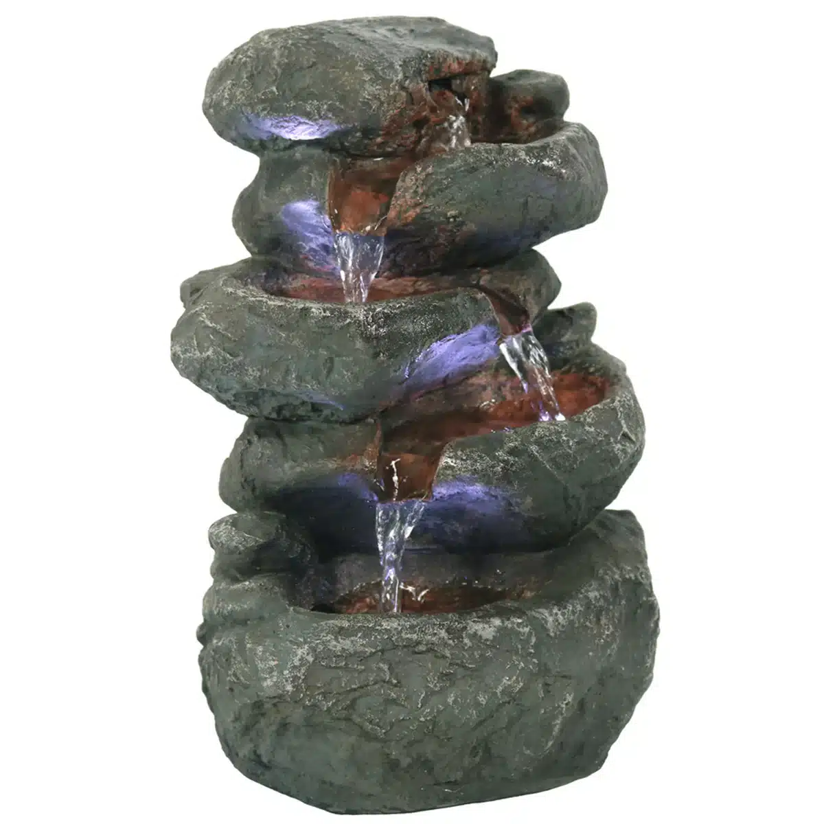 Stacked Rock Waterfall Fountain with LED Lights